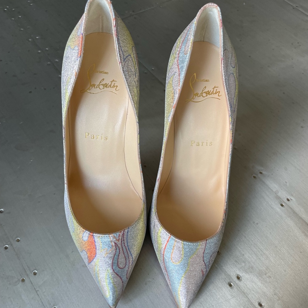 christian louboutin pigalle follies lurex flame gold fabric stiletto sz 36 - Picture 3 of 10
